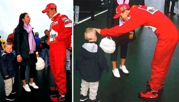 Новая милая фотка юного Макса Ферстаппена на руках Михаэля Шумахера. Ее показали только после первого титула парня в «Ф-1»