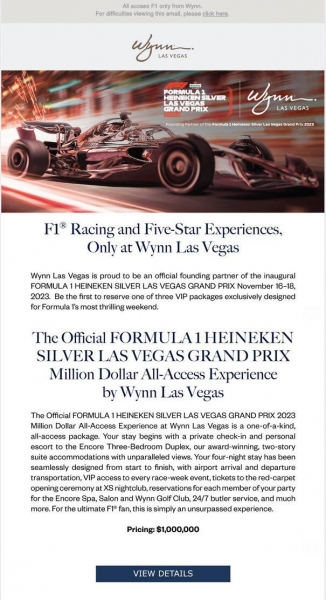 Билеты на новый Гран-при «Ф-1» в Вегасе продают за $1-5 млн – это вообще как? Что в комплекте, кроме гонки?